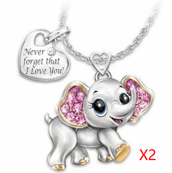 Blue Cute Elephant Necklace