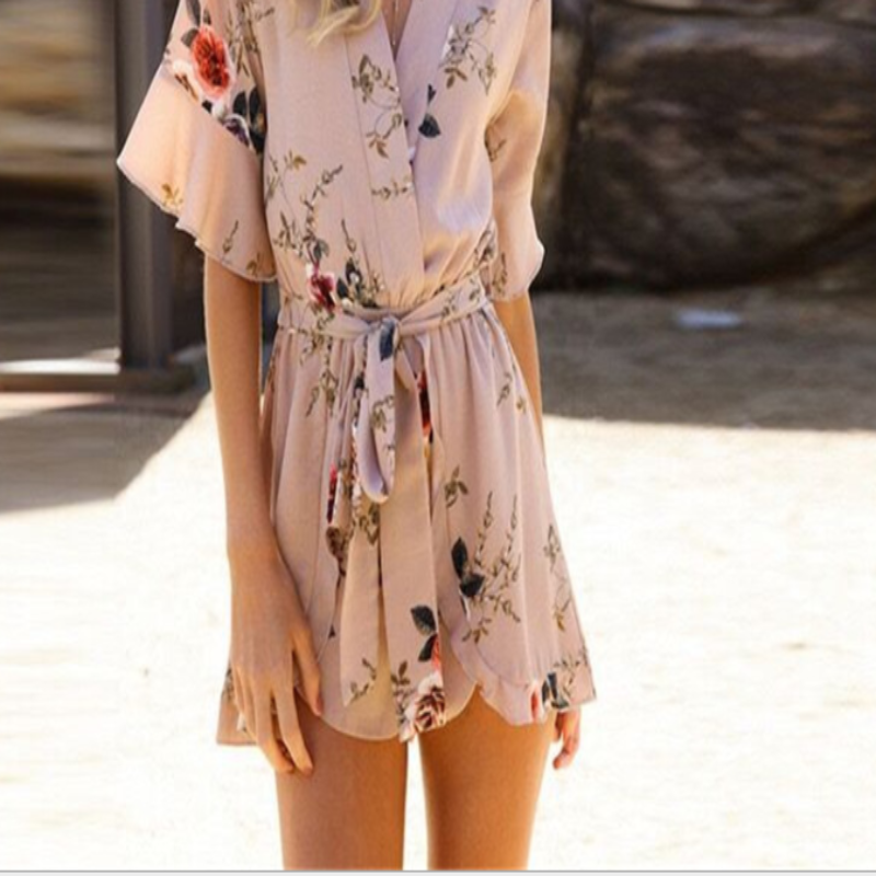 Floral Print Beach Jumpsuits