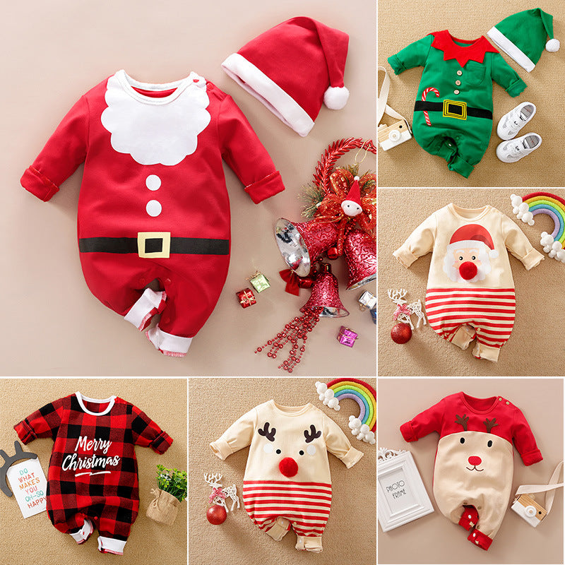 Autumn And Winter Christmas Long Sleeves Newborn Baby Jumpsuit