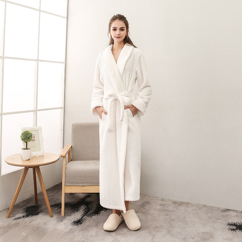 Winter Women Night Gown Couple Robe Men Bathrobe