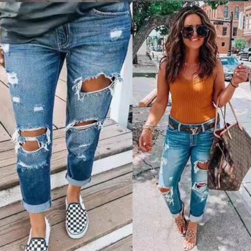 Retro Ripped Strecthed Jean For Women