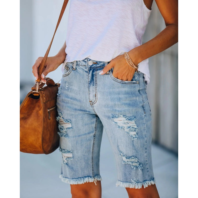 Women's Fiery Ripped Denim Shorts