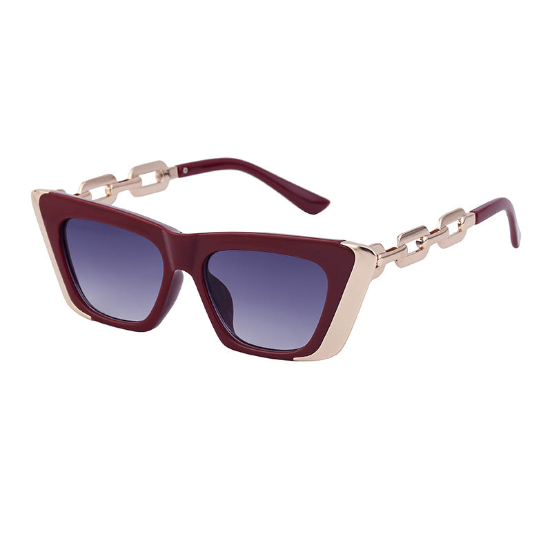 Chain Small Frame Sunglasses Personality Cat Eyes