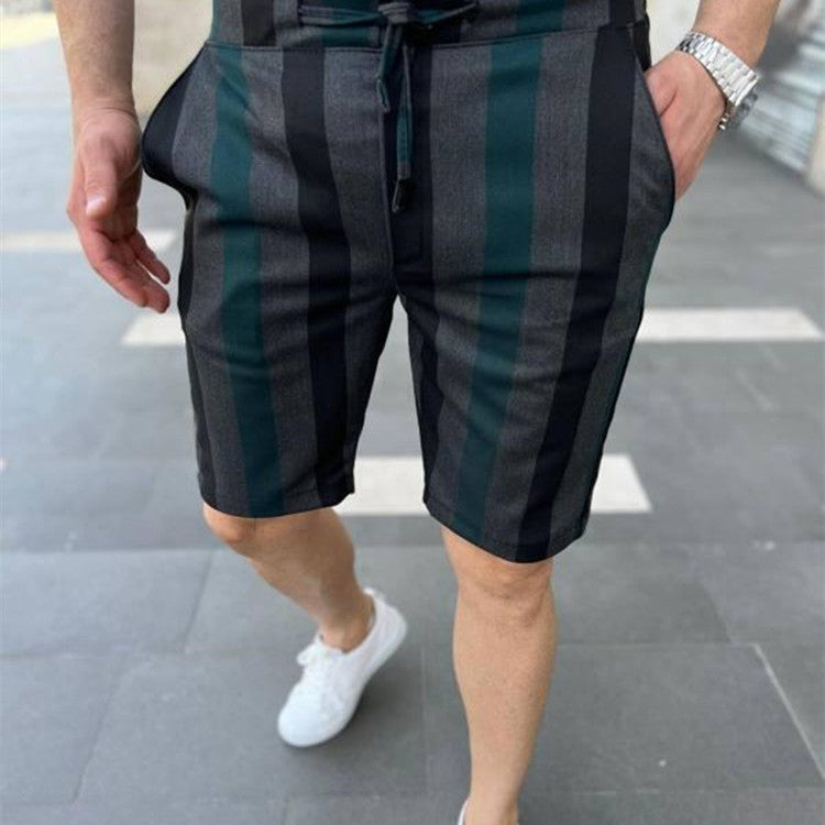 Men's Fashion Casual Plaid Striped Shorts