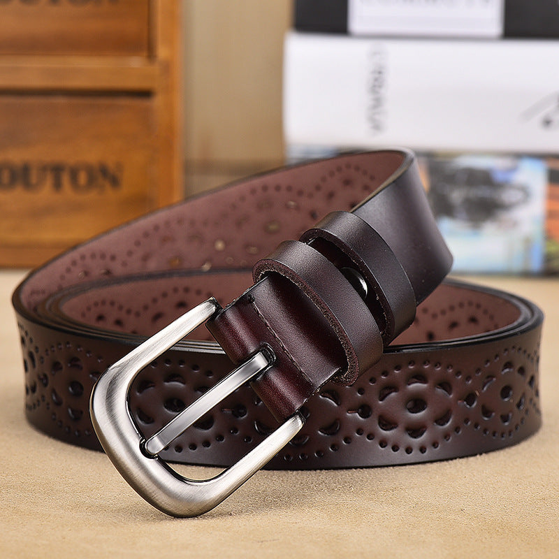 Ladies Hollow Pin Buckle Punch Free Belt