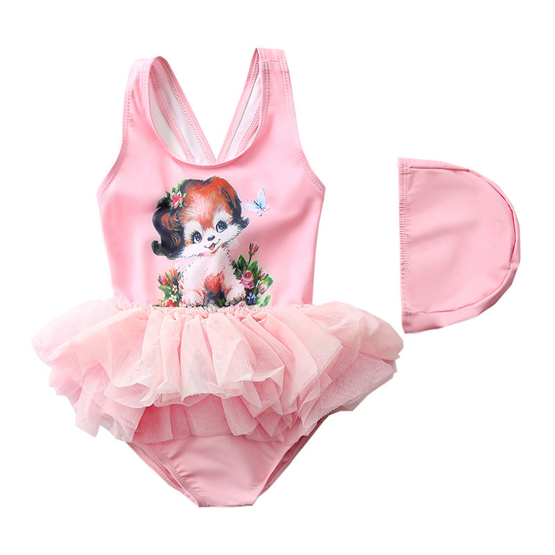 Girl's Siamese Cute Baby Swimwear Ballet Skirt Gauze Skirt Little Princess Swimsuit