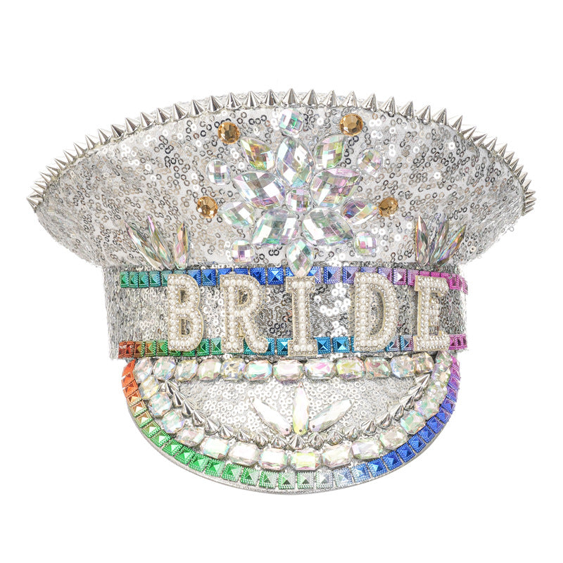 Party Rhinestone Bridal Letter Bride Hat