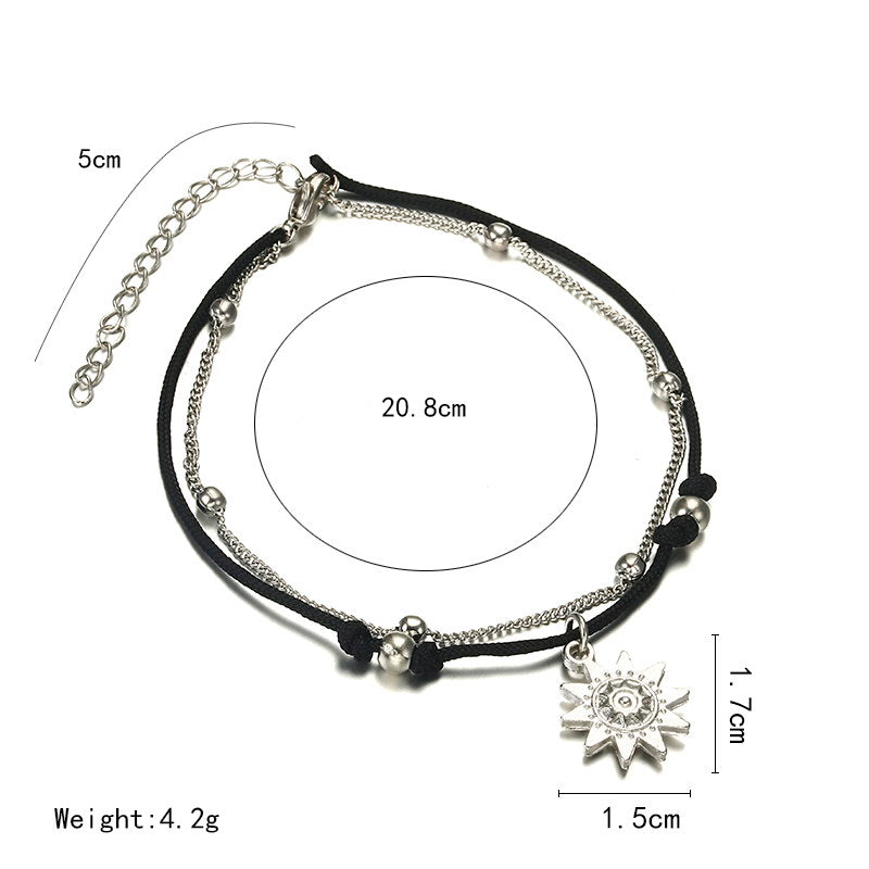 Sun Pendant Anklets Women New Stone Beads Shell Anklet