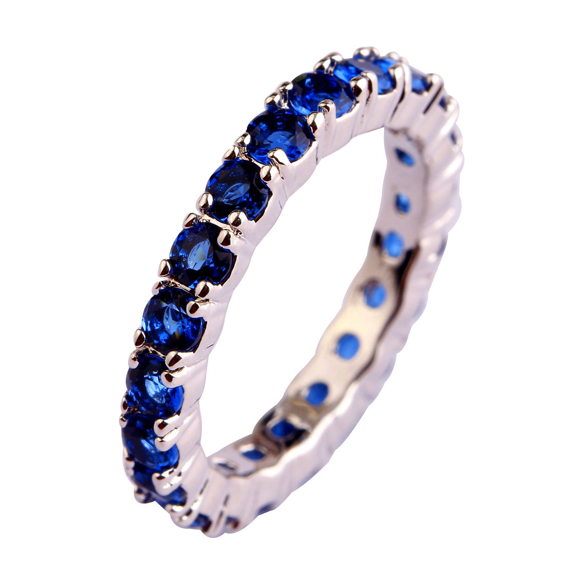 JROSE Wholesale Popular Green & Blue Quartz Silver Color Ring Size 6 7 8 9 10 11 12 13 Cocktail Party Women Couple Rings Gift