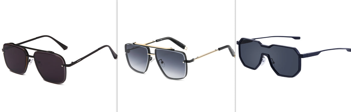 Twin-beam Metal Sunglasses For Men