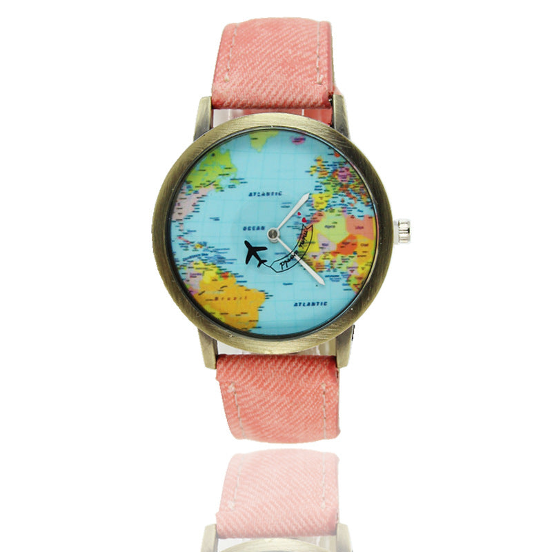 Vintage Global Map Watch For Women