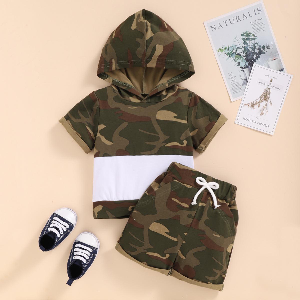 Boys' Summer Hooded Children's Casual Camouflage Shorts