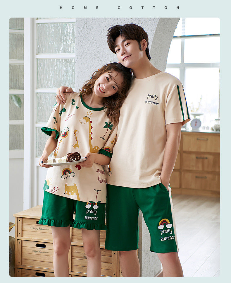 Short-sleeved couple pajamas