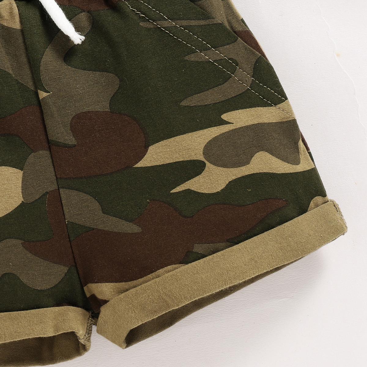 Boys' Summer Hooded Children's Casual Camouflage Shorts