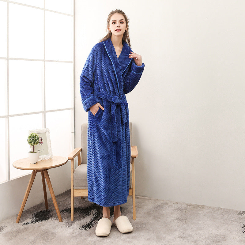 Winter Women Night Gown Couple Robe Men Bathrobe