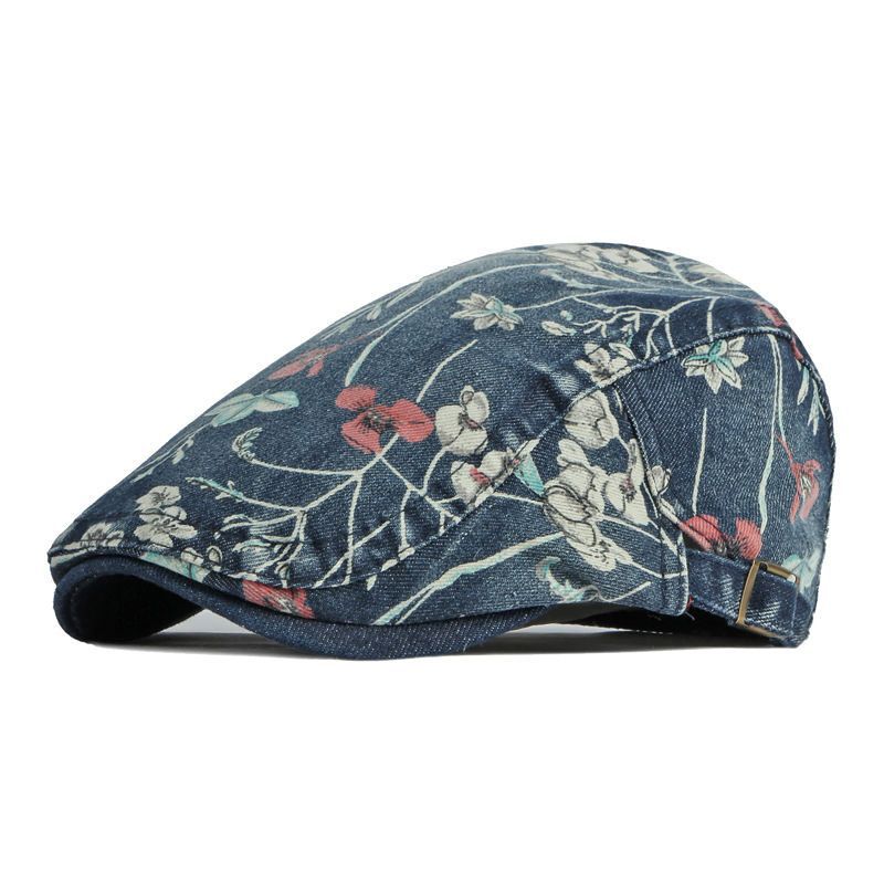 Denim Hat Advance Hats Flower Printed All-matching Peaked Cap