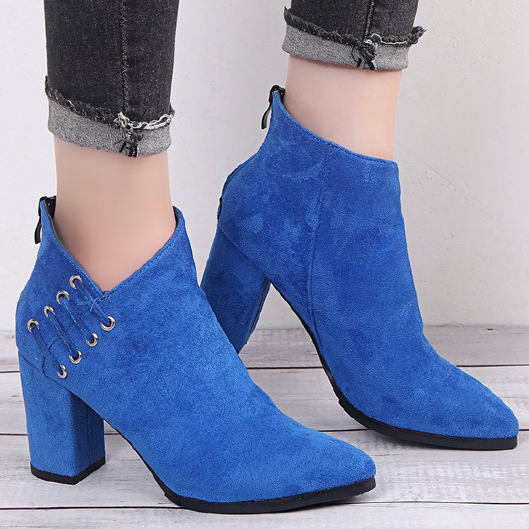 Fashion Ankle Boots Women Pointed-toe Zipper Shoes Lady