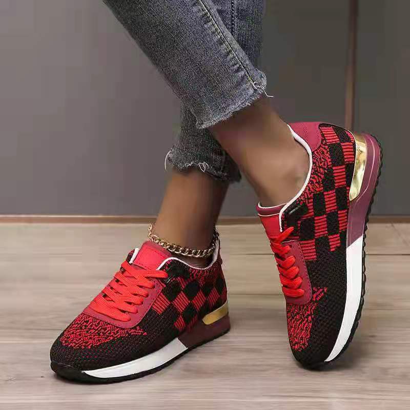 Mesh Sports Large Size Platform Single Round Toe Casual Mesh Shoes Women