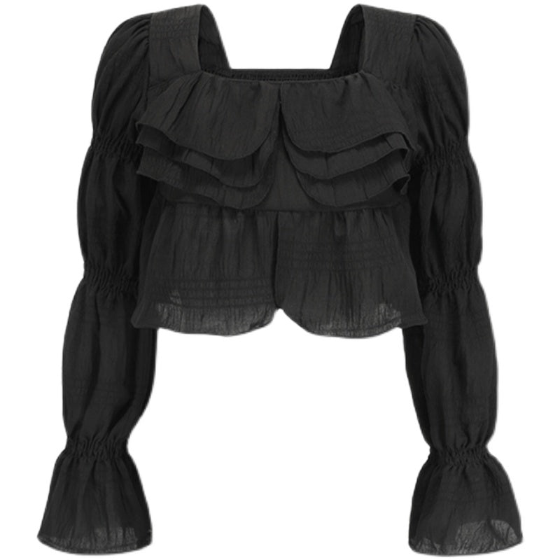 French Ruffle Shirt Versatile Hot Girl Top