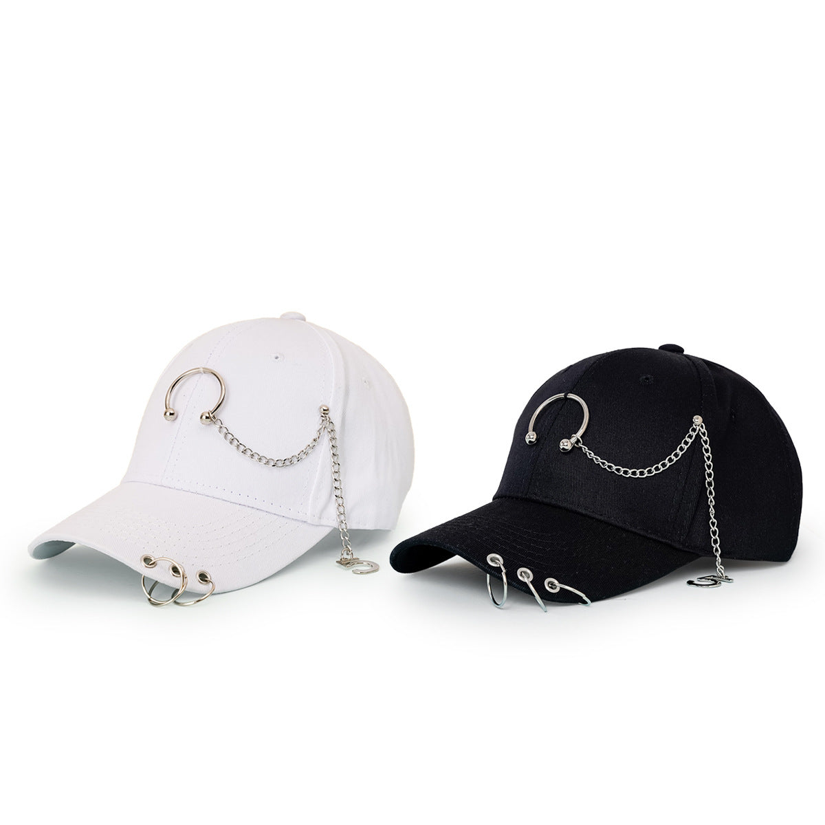 Wide-brimmed Baseball Hat With Chain Hoop