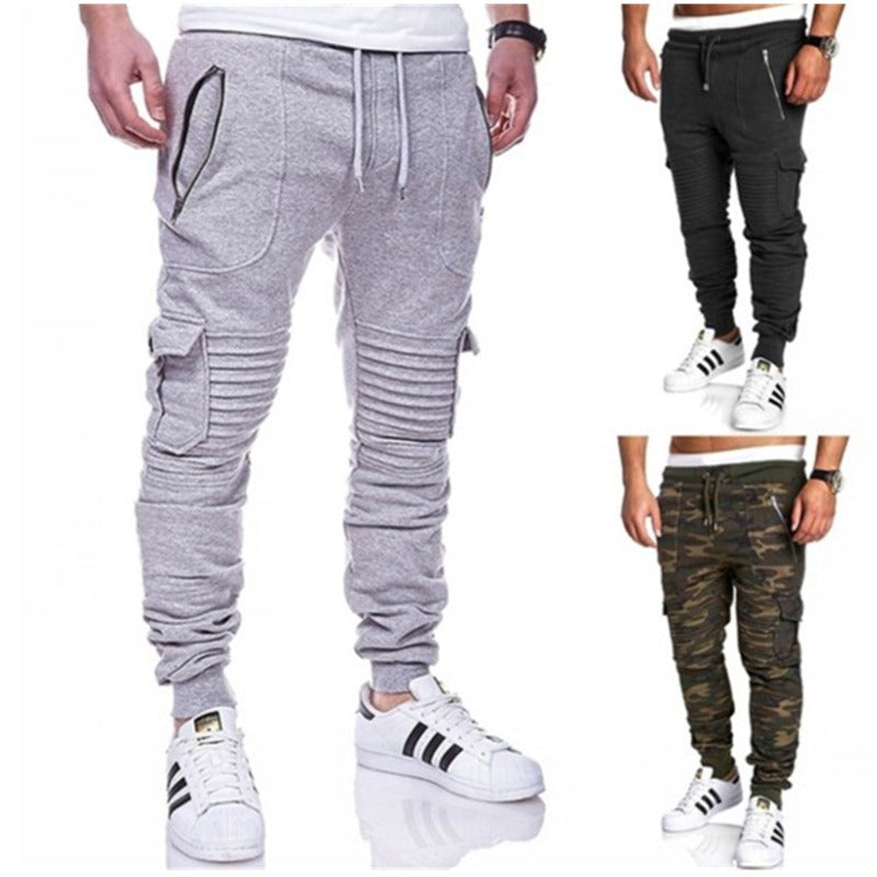 Stripe Pleated Zippered Pocket Pants Man