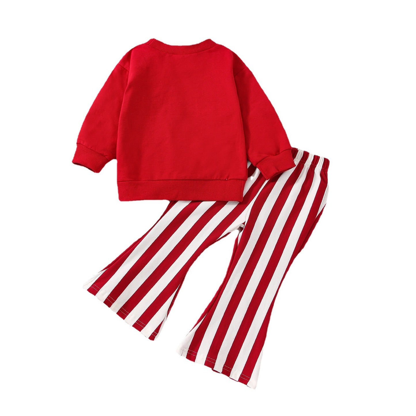 Girls' Long-sleeved Sweatshirt Striped Pants Set