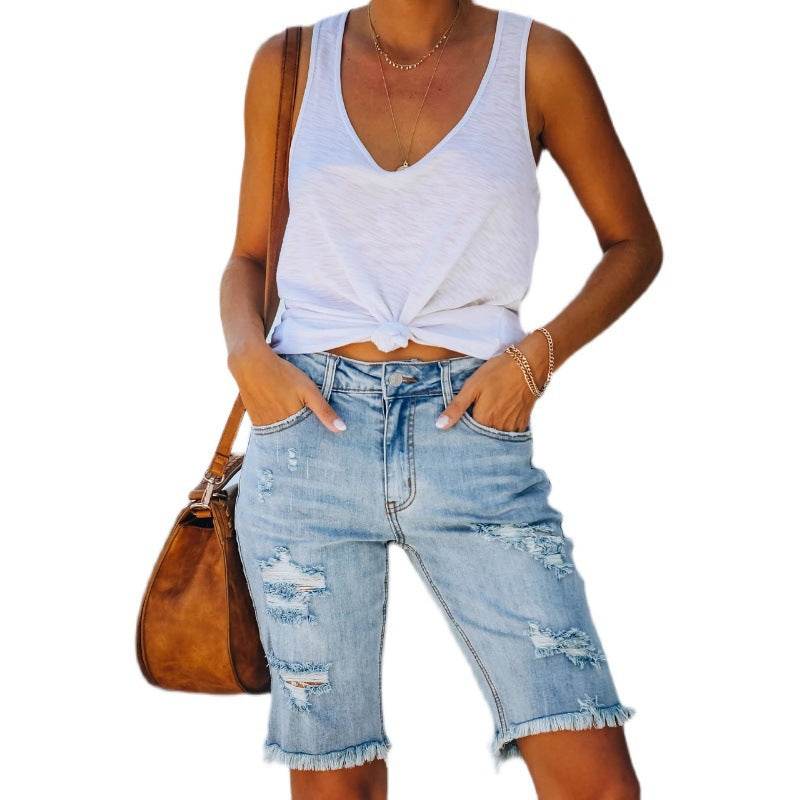 Women's Fiery Ripped Denim Shorts