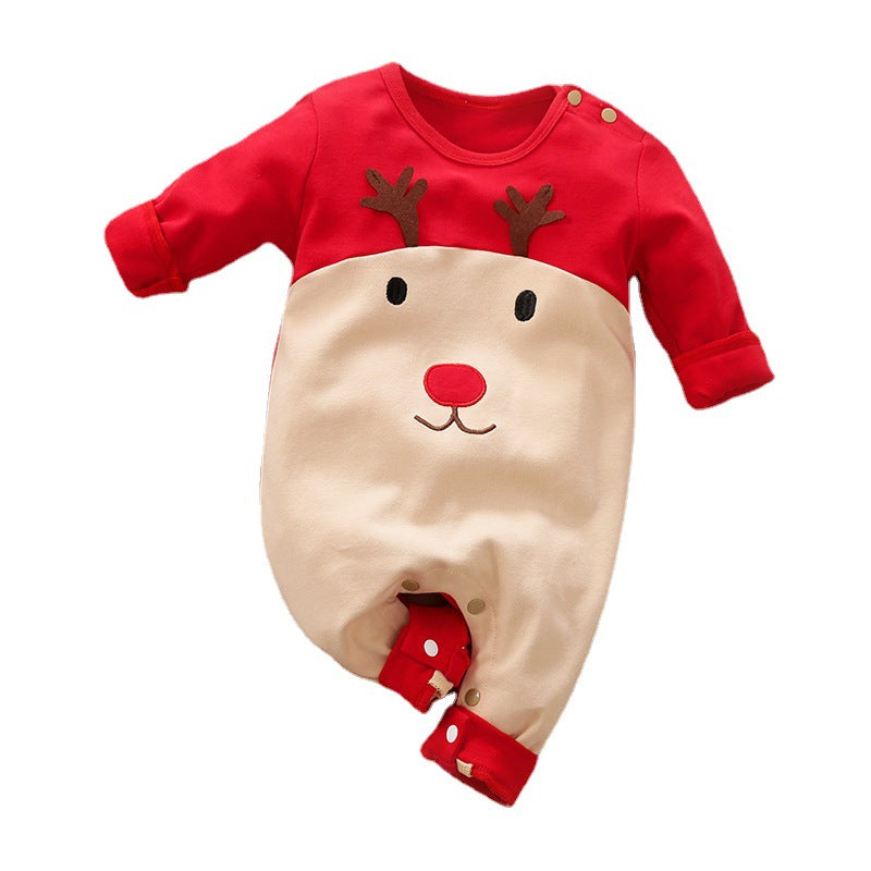 Autumn And Winter Christmas Long Sleeves Newborn Baby Jumpsuit