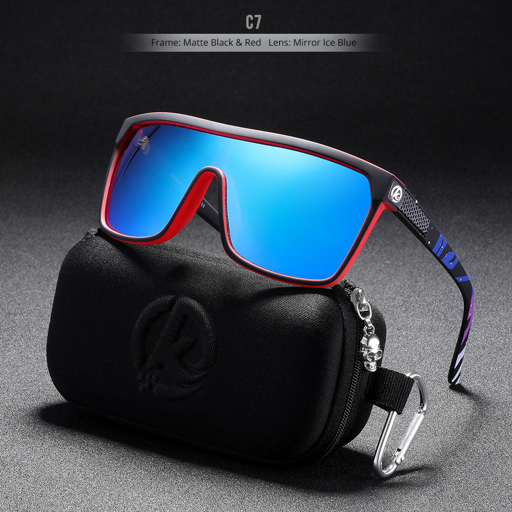 Large Frame One-piece Bicycle Glass Colorful Real Film Polarized Sunglasses