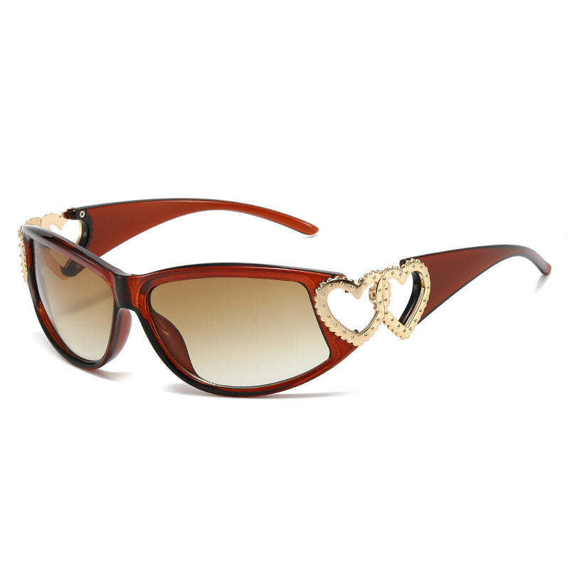 Doppel Herz PC Frame Fashion Y2g Sunglasses