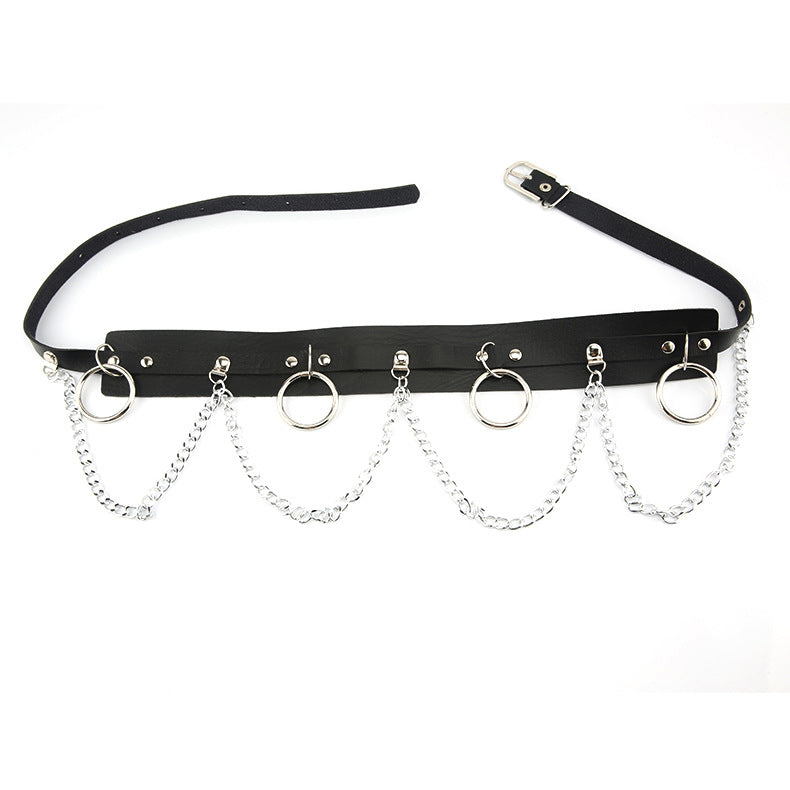 Fashion With Dresses Jk Jacket Decorative Waist Seal Dark Chain Punk Belt