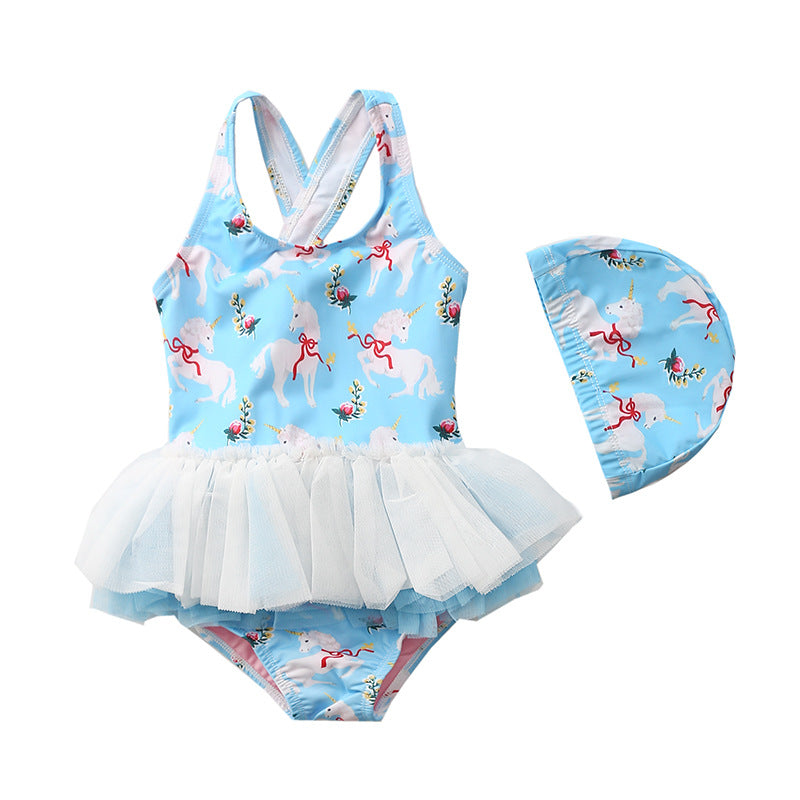 Girl's Siamese Cute Baby Swimwear Ballet Skirt Gauze Skirt Little Princess Swimsuit