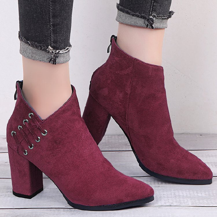 Fashion Ankle Boots Women Pointed-toe Zipper Shoes Lady