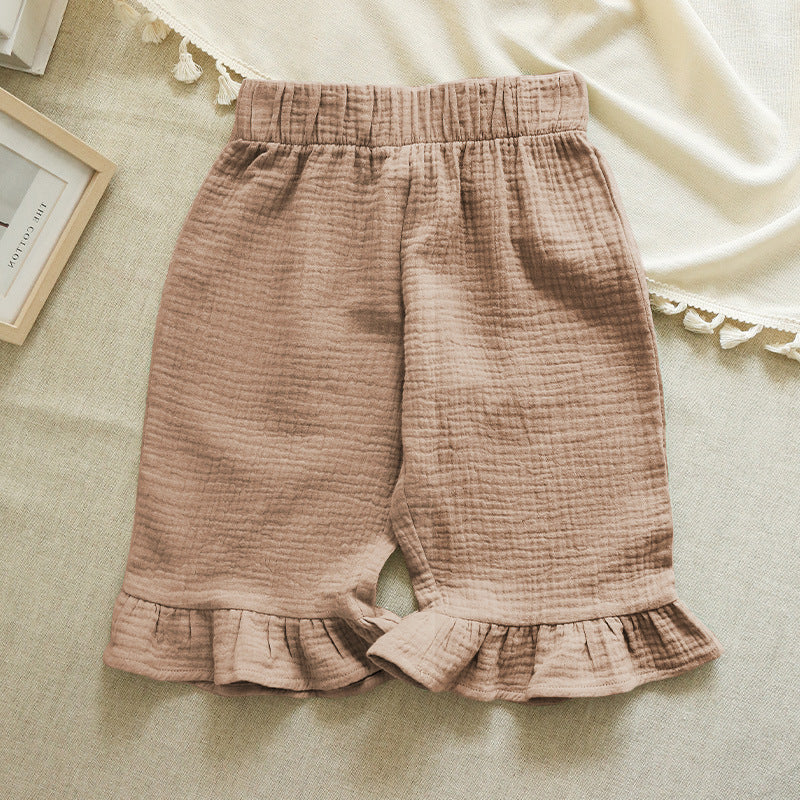 Girls' All Match Cotton Ruffled Shorts