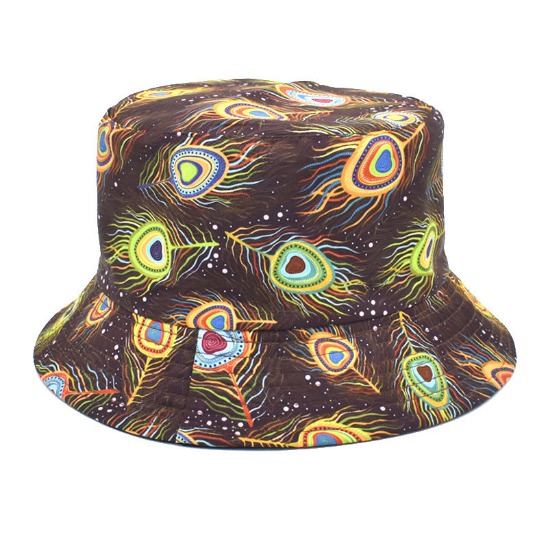 Men's And Women's Outdoor Double-sided Sunscreen Printed Fisherman Hat