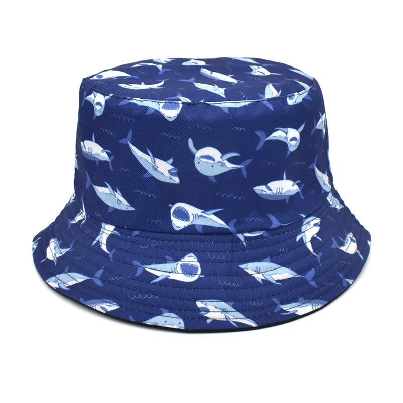 Men's And Women's Outdoor Double-sided Sunscreen Printed Fisherman Hat