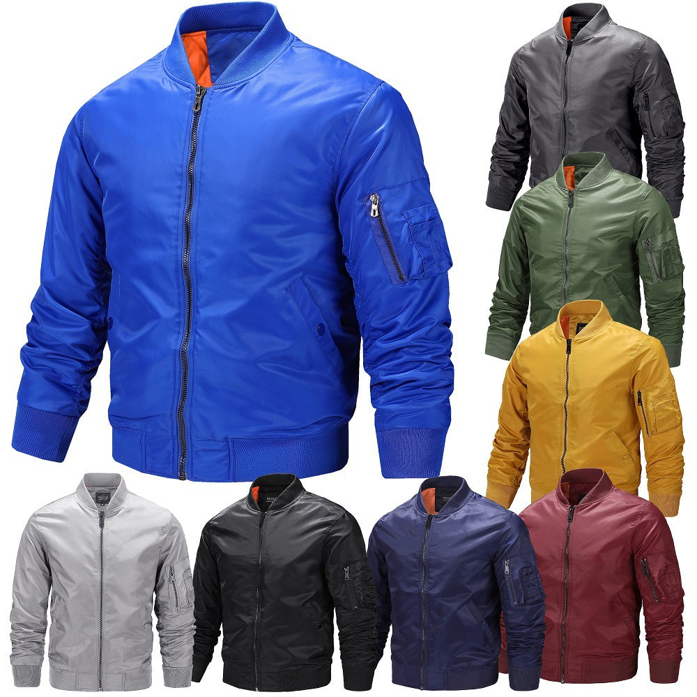 Men's Spring And Autumn Thin Coat Stand Collar Flight Jacket