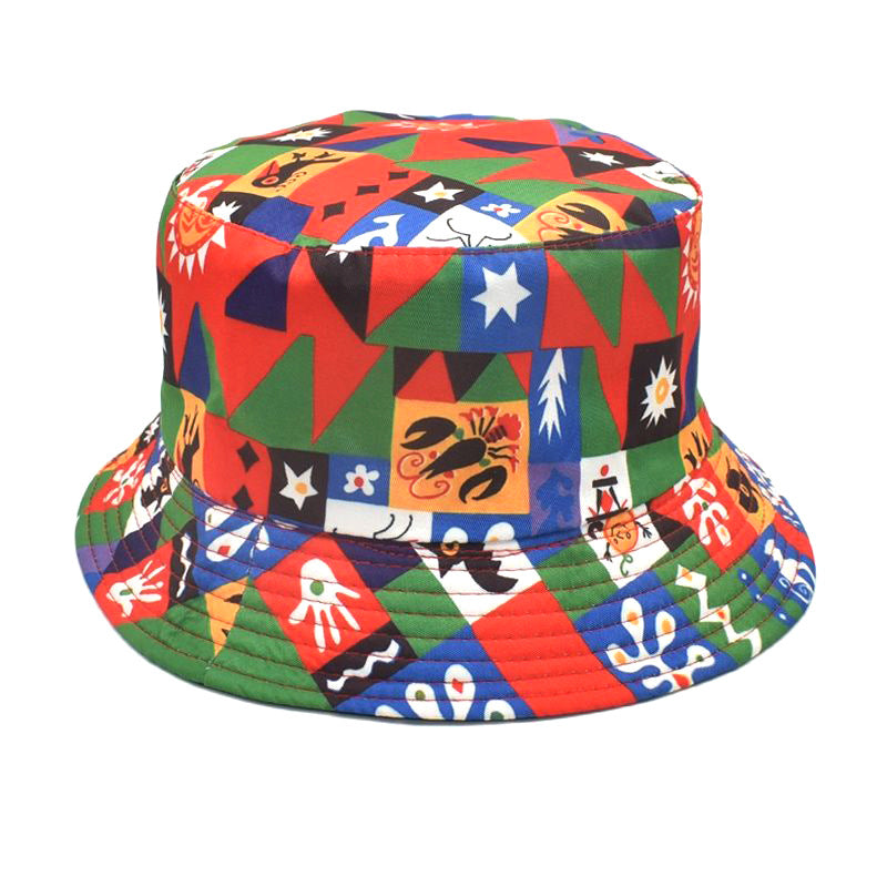 Men's And Women's Outdoor Double-sided Sunscreen Printed Fisherman Hat