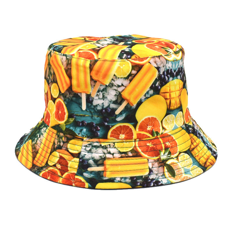 Men's And Women's Outdoor Double-sided Sunscreen Printed Fisherman Hat