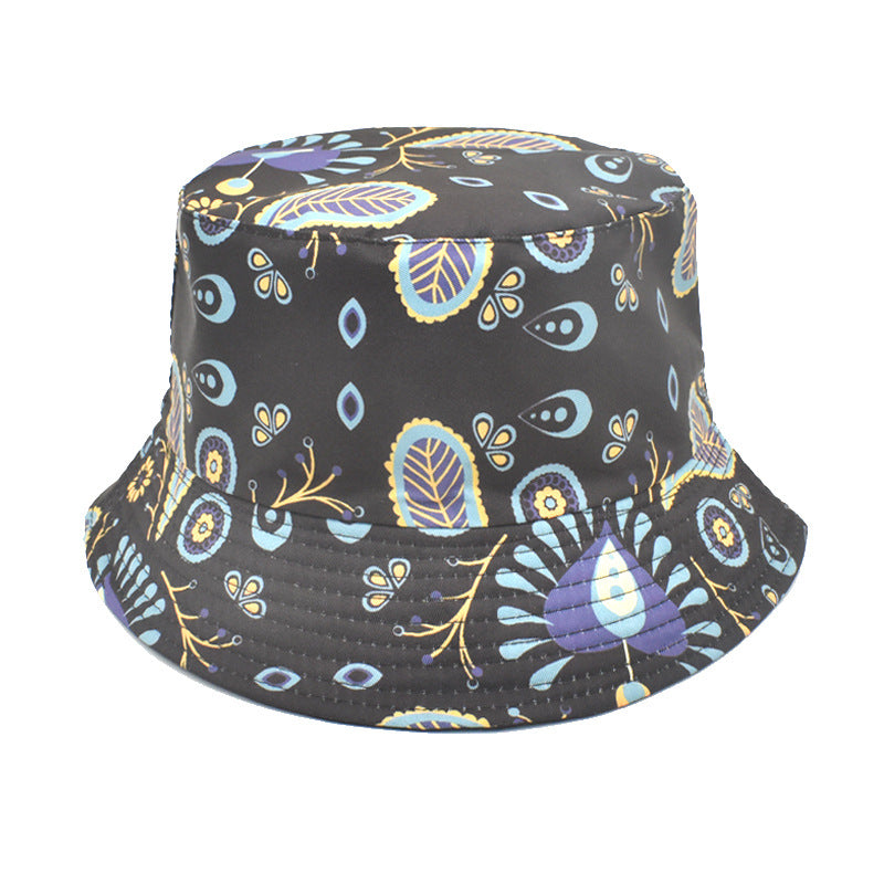 Men's And Women's Outdoor Double-sided Sunscreen Printed Fisherman Hat