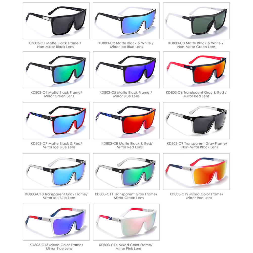 Large Frame One-piece Bicycle Glass Colorful Real Film Polarized Sunglasses