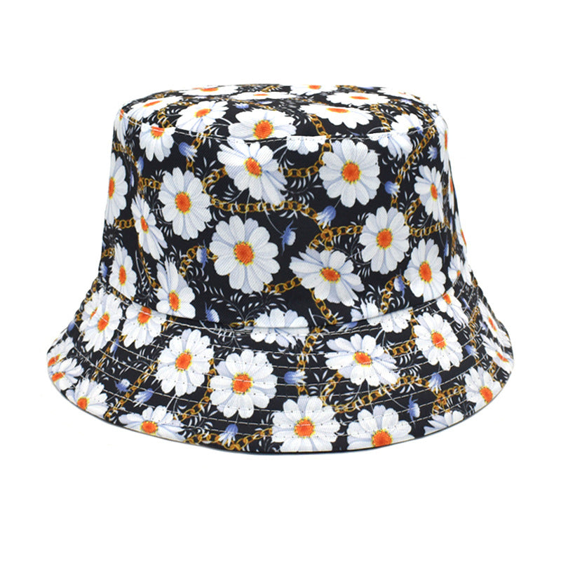 Men's And Women's Outdoor Double-sided Sunscreen Printed Fisherman Hat