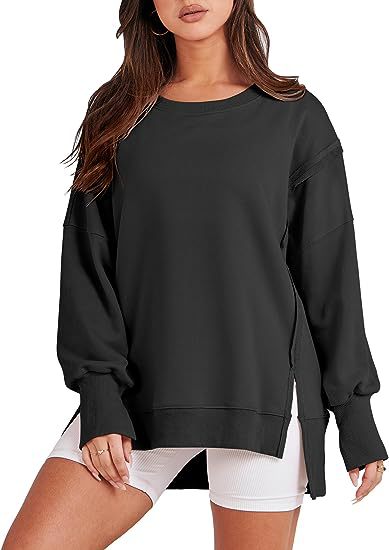 Solid Crew Neck Long Sleeve Sweatshirt