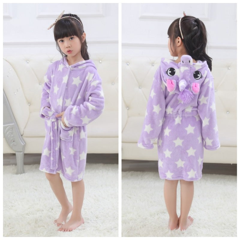 Tenma Bathrobe Flannel New Children's Home Clothes Nightgown