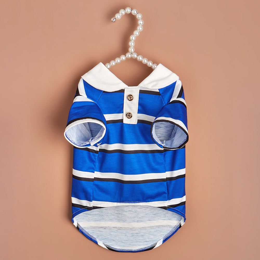 Pet POLO Shirt Blue And White Striped Dog Clothes