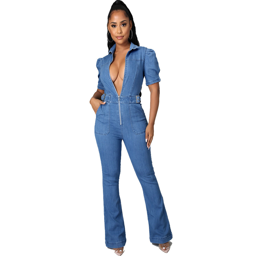 Trendy Slim Fit Denim Jumpsuit