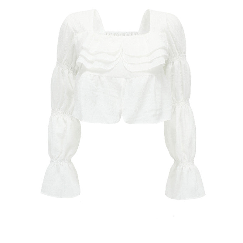 French Ruffle Shirt Versatile Hot Girl Top