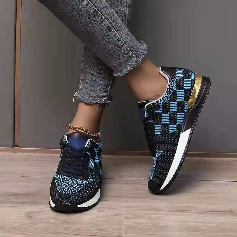 Mesh Sports Large Size Platform Single Round Toe Casual Mesh Shoes Women