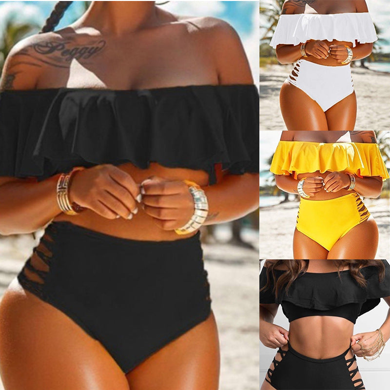 New Split Swimsuit Off-shoulder Ruffled Split Beach Bikini