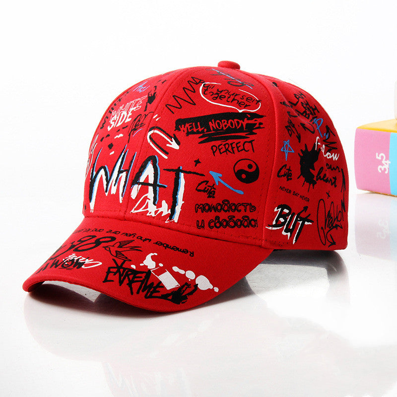 New WHAT Graffiti Baseball Cap Hip Hop Tide Hat Summer Travel Shade Caps Men Women Outdoor Sports Casual Hats Snapback Hats Gorr